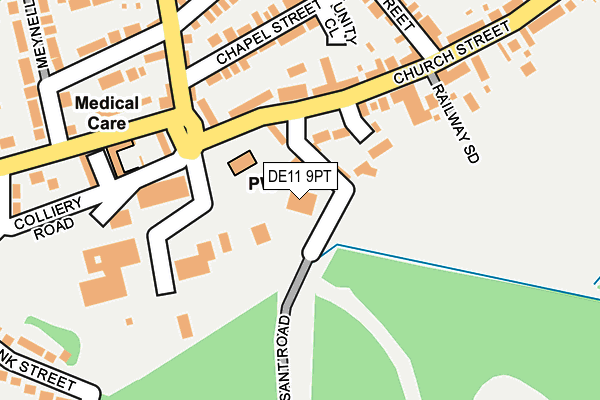 DE11 9PT map - OS OpenMap – Local (Ordnance Survey) DE11 9PT map - OS OpenMap – Local (Ordnance Survey)