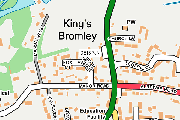 DE13 7JN map - OS OpenMap – Local (Ordnance Survey) DE13 7JN map - OS OpenMap – Local (Ordnance Survey)