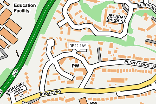 DE22 1AY map - OS OpenMap – Local (Ordnance Survey) DE22 1AY map - OS OpenMap – Local (Ordnance Survey)