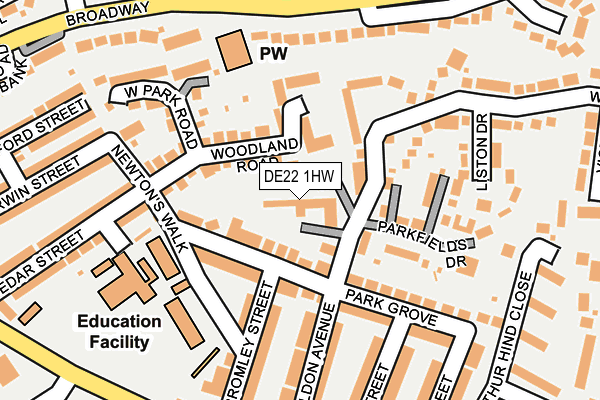 DE22 1HW map - OS OpenMap – Local (Ordnance Survey) DE22 1HW map - OS OpenMap – Local (Ordnance Survey)