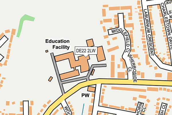 DE22 2LW map - OS OpenMap – Local (Ordnance Survey) DE22 2LW map - OS OpenMap – Local (Ordnance Survey)