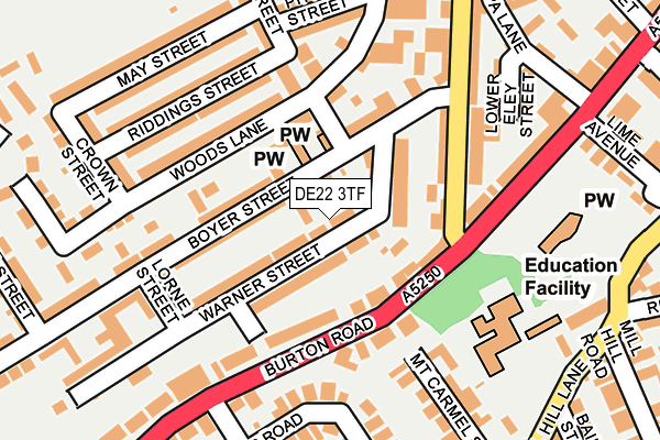 DE22 3TF map - OS OpenMap – Local (Ordnance Survey) DE22 3TF map - OS OpenMap – Local (Ordnance Survey)
