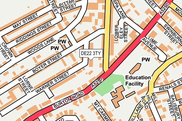 DE22 3TY map - OS OpenMap – Local (Ordnance Survey) DE22 3TY map - OS OpenMap – Local (Ordnance Survey)