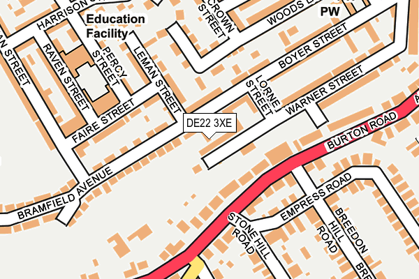 DE22 3XE map - OS OpenMap – Local (Ordnance Survey) DE22 3XE map - OS OpenMap – Local (Ordnance Survey)