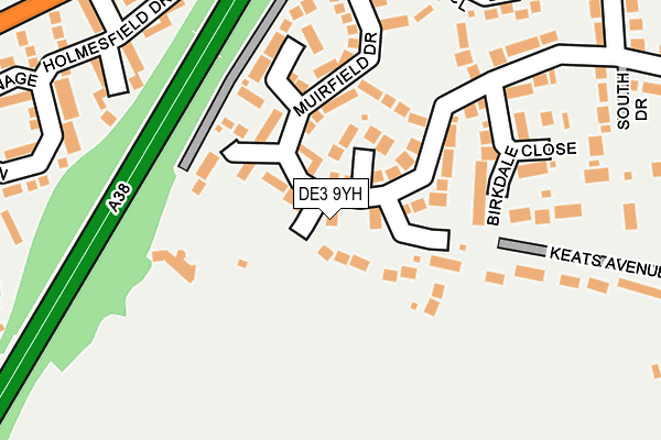DE3 9YH map - OS OpenMap – Local (Ordnance Survey) DE3 9YH map - OS OpenMap – Local (Ordnance Survey)