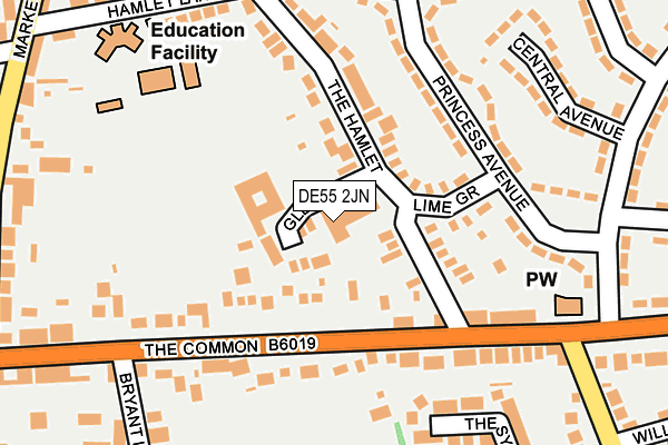 DE55 2JN map - OS OpenMap – Local (Ordnance Survey) DE55 2JN map - OS OpenMap – Local (Ordnance Survey)