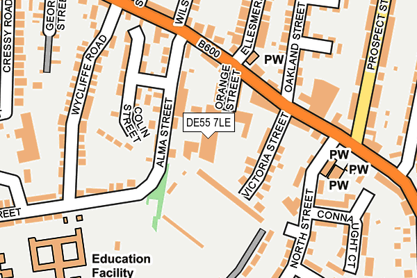 DE55 7LE map - OS OpenMap – Local (Ordnance Survey) DE55 7LE map - OS OpenMap – Local (Ordnance Survey)