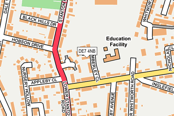 DE7 4NB map - OS OpenMap – Local (Ordnance Survey) DE7 4NB map - OS OpenMap – Local (Ordnance Survey)