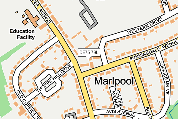 DE75 7BL map - OS OpenMap – Local (Ordnance Survey) DE75 7BL map - OS OpenMap – Local (Ordnance Survey)