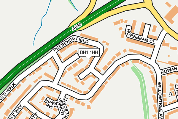 DH1 1HH map - OS OpenMap – Local (Ordnance Survey) DH1 1HH map - OS OpenMap – Local (Ordnance Survey)