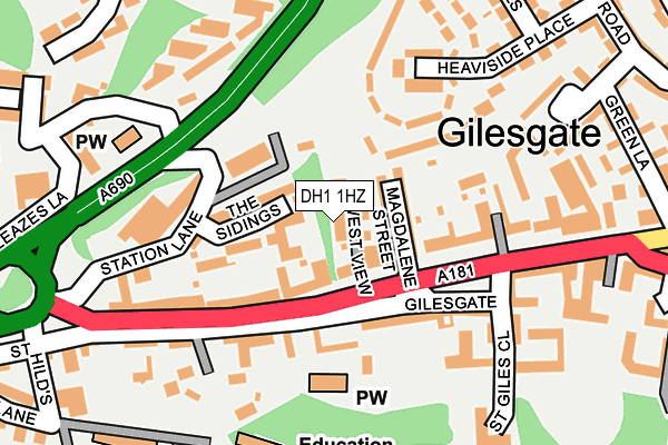 DH1 1HZ map - OS OpenMap – Local (Ordnance Survey) DH1 1HZ map - OS OpenMap – Local (Ordnance Survey)