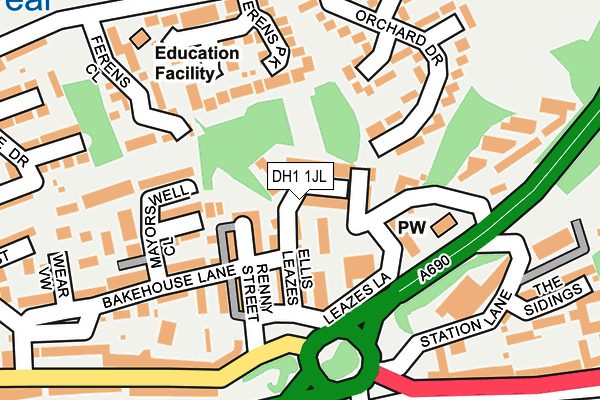 DH1 1JL map - OS OpenMap – Local (Ordnance Survey) DH1 1JL map - OS OpenMap – Local (Ordnance Survey)