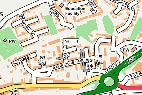 DH1 1JU map - OS OpenMap – Local (Ordnance Survey) DH1 1JU map - OS OpenMap – Local (Ordnance Survey)
