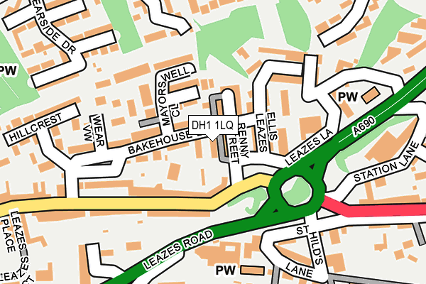 DH1 1LQ map - OS OpenMap – Local (Ordnance Survey) DH1 1LQ map - OS OpenMap – Local (Ordnance Survey)