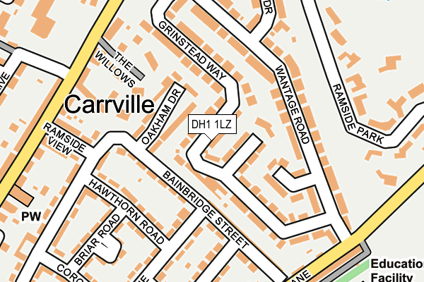 DH1 1LZ map - OS OpenMap – Local (Ordnance Survey)