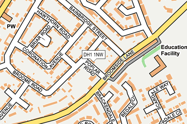 DH1 1NW map - OS OpenMap – Local (Ordnance Survey) DH1 1NW map - OS OpenMap – Local (Ordnance Survey)