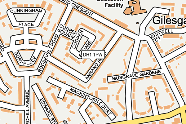 DH1 1PW map - OS OpenMap – Local (Ordnance Survey) DH1 1PW map - OS OpenMap – Local (Ordnance Survey)