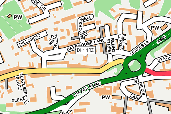 DH1 1RZ map - OS OpenMap – Local (Ordnance Survey) DH1 1RZ map - OS OpenMap – Local (Ordnance Survey)