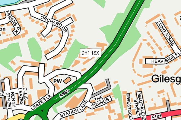DH1 1SX map - OS OpenMap – Local (Ordnance Survey) DH1 1SX map - OS OpenMap – Local (Ordnance Survey)