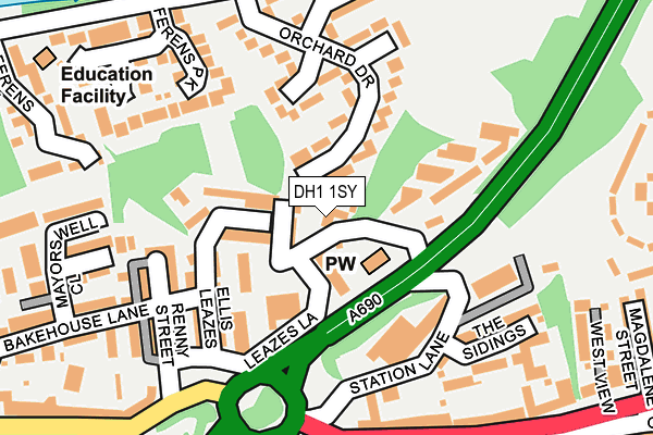 DH1 1SY map - OS OpenMap – Local (Ordnance Survey) DH1 1SY map - OS OpenMap – Local (Ordnance Survey)