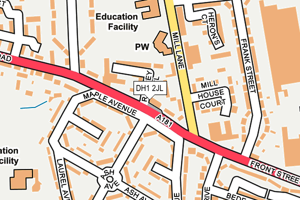 DH1 2JL map - OS OpenMap – Local (Ordnance Survey) DH1 2JL map - OS OpenMap – Local (Ordnance Survey)