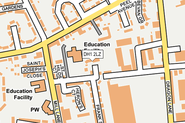DH1 2LZ map - OS OpenMap – Local (Ordnance Survey) DH1 2LZ map - OS OpenMap – Local (Ordnance Survey)