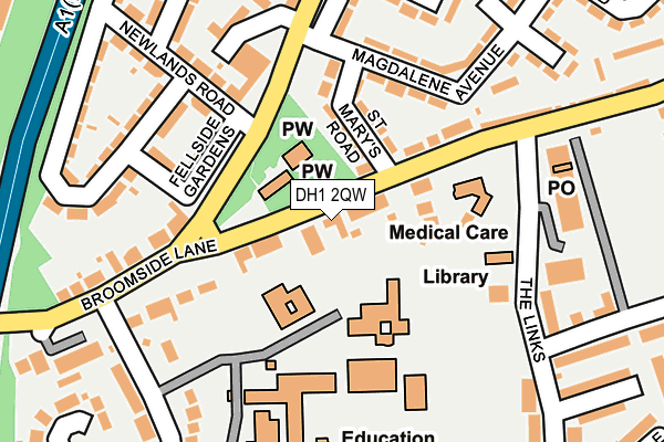 DH1 2QW map - OS OpenMap – Local (Ordnance Survey) DH1 2QW map - OS OpenMap – Local (Ordnance Survey)