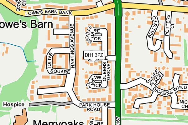 DH1 3PZ map - OS OpenMap – Local (Ordnance Survey) DH1 3PZ map - OS OpenMap – Local (Ordnance Survey)