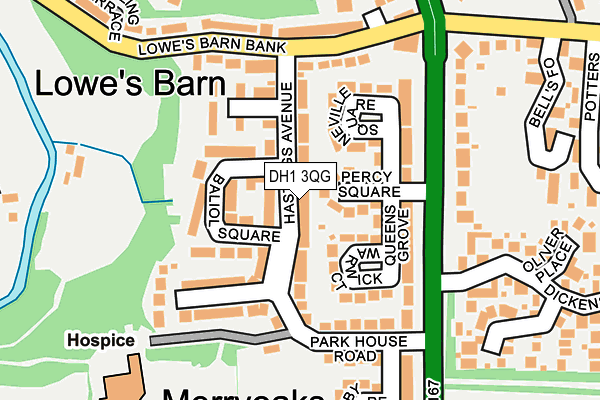 DH1 3QG map - OS OpenMap – Local (Ordnance Survey) DH1 3QG map - OS OpenMap – Local (Ordnance Survey)