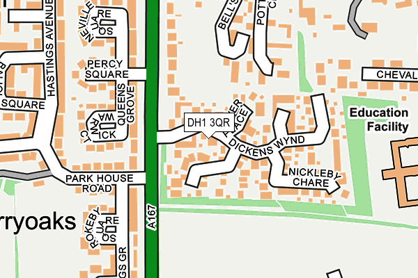 DH1 3QR map - OS OpenMap – Local (Ordnance Survey) DH1 3QR map - OS OpenMap – Local (Ordnance Survey)