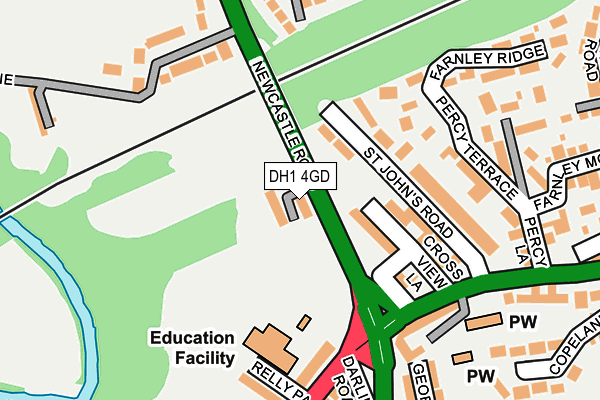 DH1 4GD map - OS OpenMap – Local (Ordnance Survey) DH1 4GD map - OS OpenMap – Local (Ordnance Survey)