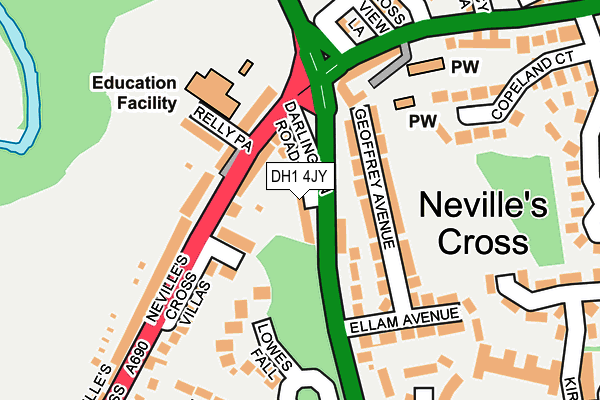 DH1 4JY map - OS OpenMap – Local (Ordnance Survey) DH1 4JY map - OS OpenMap – Local (Ordnance Survey)