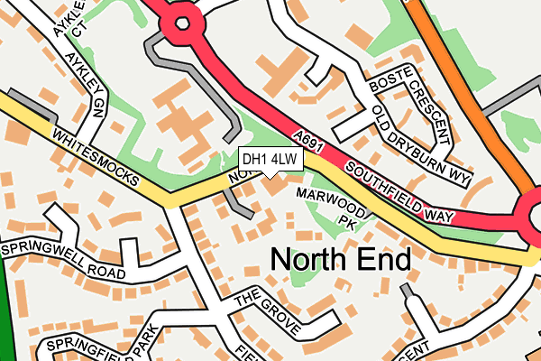 DH1 4LW map - OS OpenMap – Local (Ordnance Survey) DH1 4LW map - OS OpenMap – Local (Ordnance Survey)