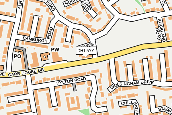 DH1 5YY map - OS OpenMap – Local (Ordnance Survey) DH1 5YY map - OS OpenMap – Local (Ordnance Survey)