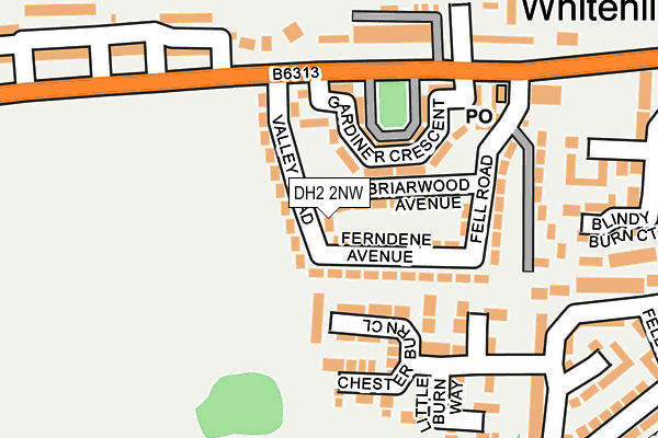 DH2 2NW map - OS OpenMap – Local (Ordnance Survey) DH2 2NW map - OS OpenMap – Local (Ordnance Survey)