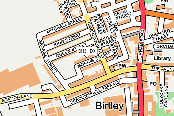 DH3 1DX map - OS OpenMap – Local (Ordnance Survey)