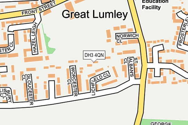 DH3 4QN map - OS OpenMap – Local (Ordnance Survey) DH3 4QN map - OS OpenMap – Local (Ordnance Survey)