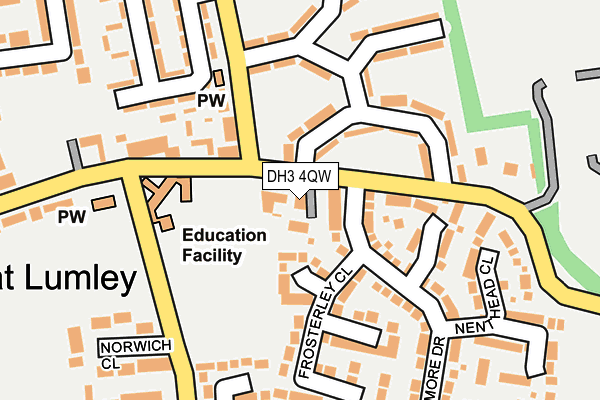 DH3 4QW map - OS OpenMap – Local (Ordnance Survey) DH3 4QW map - OS OpenMap – Local (Ordnance Survey)