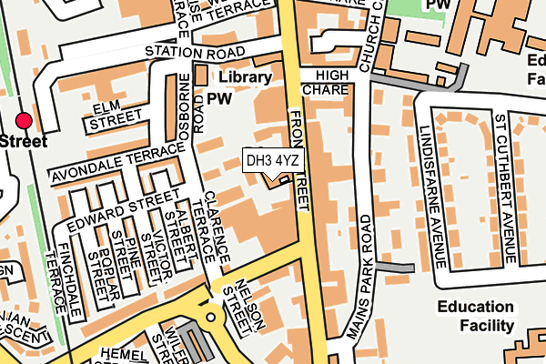 DH3 4YZ map - OS OpenMap – Local (Ordnance Survey) DH3 4YZ map - OS OpenMap – Local (Ordnance Survey)