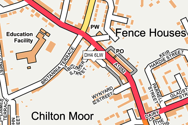 DH4 6LW map - OS OpenMap – Local (Ordnance Survey)