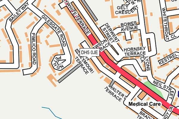 DH5 0JE map - OS OpenMap – Local (Ordnance Survey)