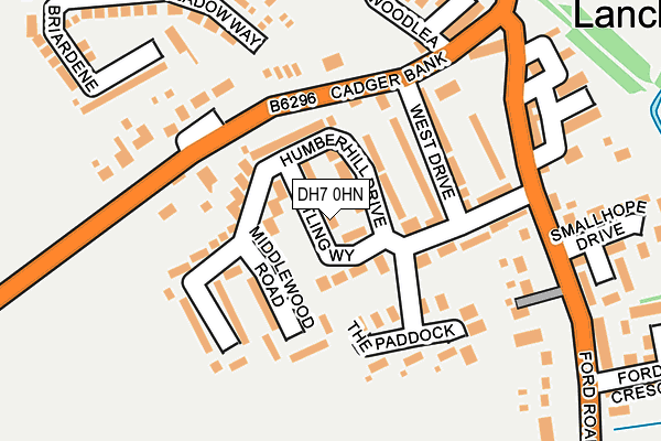 DH7 0HN map - OS OpenMap – Local (Ordnance Survey) DH7 0HN map - OS OpenMap – Local (Ordnance Survey)