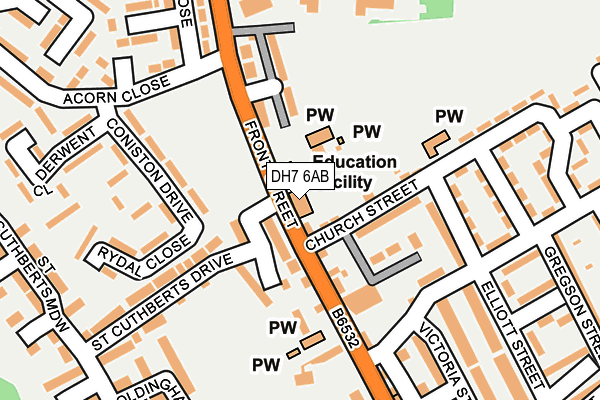 DH7 6AB map - OS OpenMap – Local (Ordnance Survey) DH7 6AB map - OS OpenMap – Local (Ordnance Survey)