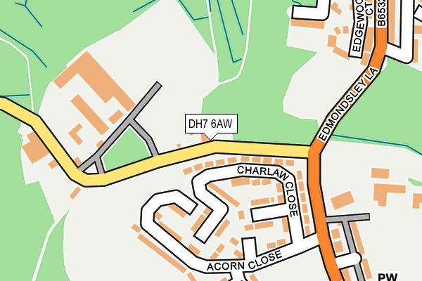 DH7 6AW map - OS OpenMap – Local (Ordnance Survey) DH7 6AW map - OS OpenMap – Local (Ordnance Survey)