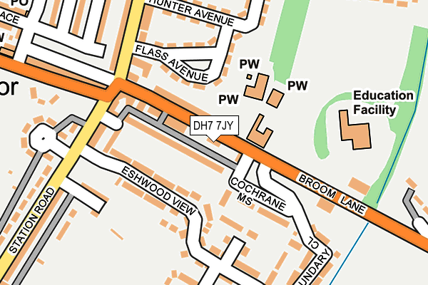 DH7 7JY map - OS OpenMap – Local (Ordnance Survey) DH7 7JY map - OS OpenMap – Local (Ordnance Survey)