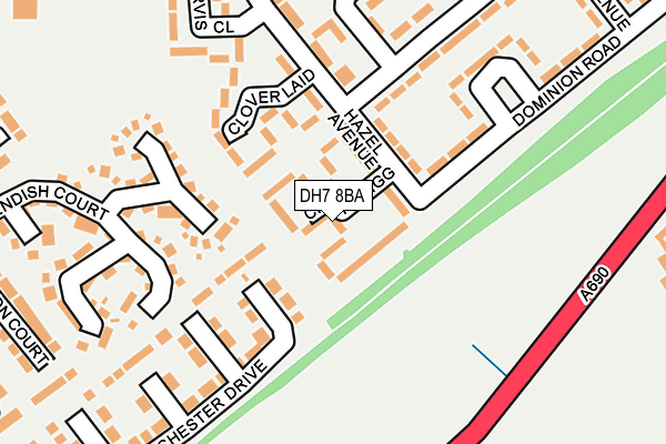 DH7 8BA map - OS OpenMap – Local (Ordnance Survey) DH7 8BA map - OS OpenMap – Local (Ordnance Survey)