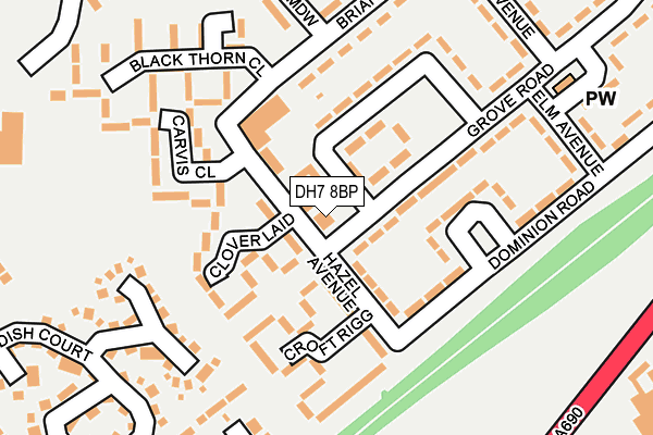 DH7 8BP map - OS OpenMap – Local (Ordnance Survey) DH7 8BP map - OS OpenMap – Local (Ordnance Survey)