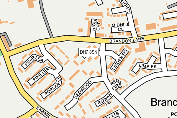 DH7 8SN map - OS OpenMap – Local (Ordnance Survey) DH7 8SN map - OS OpenMap – Local (Ordnance Survey)