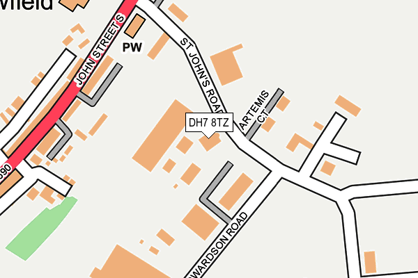 DH7 8TZ map - OS OpenMap – Local (Ordnance Survey) DH7 8TZ map - OS OpenMap – Local (Ordnance Survey)
