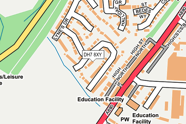DH7 8XY map - OS OpenMap – Local (Ordnance Survey) DH7 8XY map - OS OpenMap – Local (Ordnance Survey)